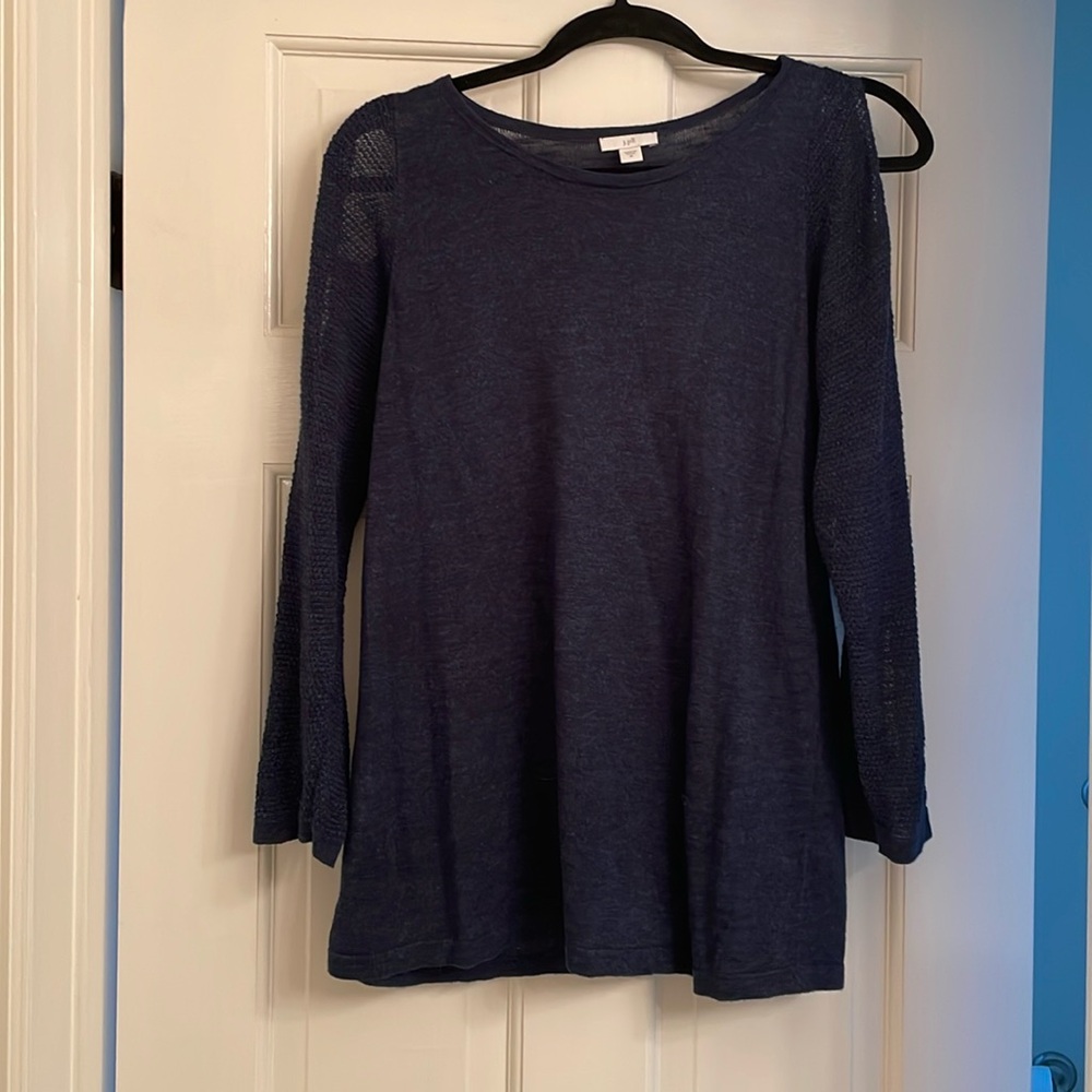 J. Jill Size M Navy Linen blend sweater with arm detailing